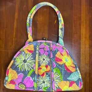 Vera Bradley RETIRED Pattern Jazzy Blooms Large Bowling Shoulder Bag Kisslock